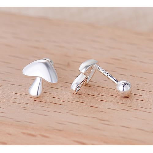 20g Mushroom Mini Huggie Stud Earrings for Women Girls Dainty Minimalist Cute 925 Sterling Silver Tiny Cartilage Tragus Screw Back Hypoallergenic Sleeper Small Studs for Daughter Bff Her Birthday3