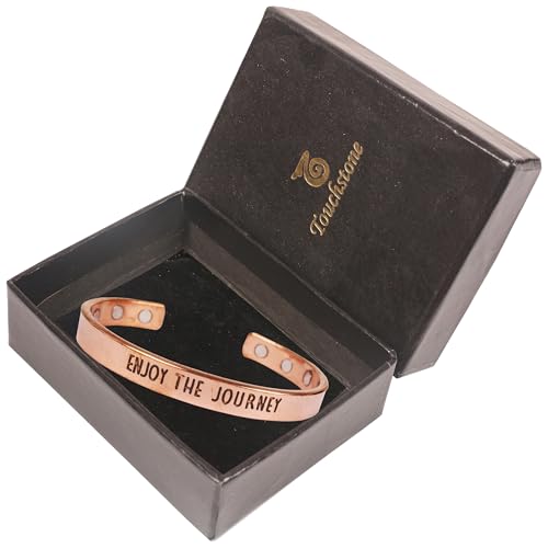 Image of Touchstone Inspirational Copper Engraved Magnetic Bracelets for Women-Personalized Jewelry Gifts for Best Friend /Mom /Daughter /Sister - Adjustable Bracelet in a Gift Box Enjoy The Journey