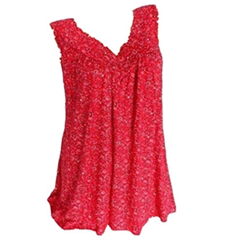 Ghazzi Floral Tank Tops for Women Plus Size V Neck Strappy Tops Summer Fashion Sleeveless Loose Shirts Tunic Top Blouses Red