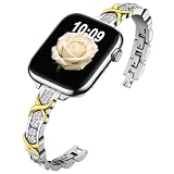 Nereides Brilliantly Colorful Band Compatible with Apple Watch Straps 42mm 41mm 40mm 38mm, Bling Diamond Bracelet Band for iWatch Series 11/10/9/8/7/6/5/4/SE/SE2/SE3/3/2/1 (Silver)