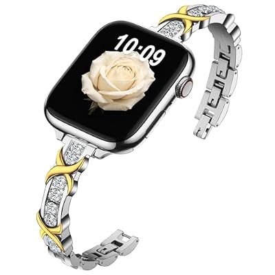 Nereides Brilliantly Colorful Band Compatible with Apple Watch Straps 42mm 41mm 40mm 38mm, Bling Diamond Bracelet Band for iWatch Series 11/10/9/8/7/6/5/4/SE/SE2/SE3/3/2/1 (Silver)