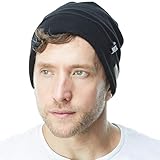 The Hat Depot Fleece Winter Beanie Hat Cold Weather Reflective Safety for Men & Women Performance Stretch (Black)