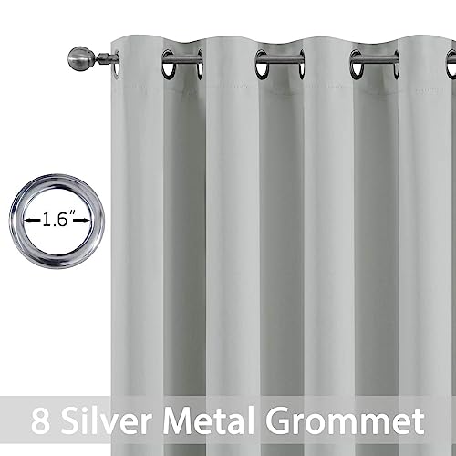 Yakamok Blackout Curtains Room Darkening Thermal Insulated Window Panels,Solid Grommet Top Drapes for Bedroom/Living Room(52Wx90L, Light Grey, 2 Panels)