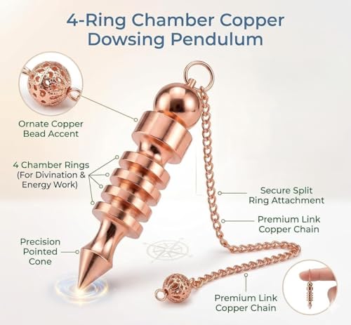 Image of Copper Chamber Pendulum for Reiki Healing, Dowsing & Chakra Balancing - Divination & Meditation Tool for Energy Cleansing