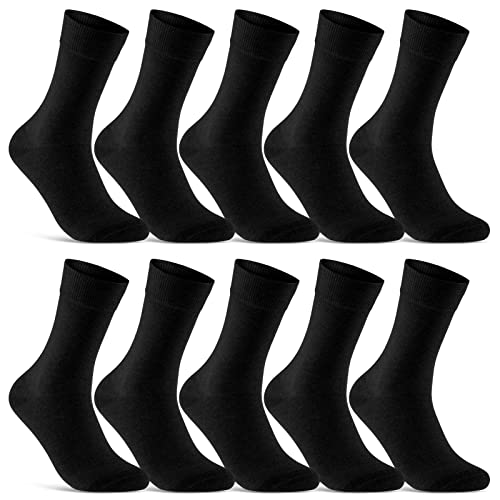 10 Paar Socken Herren Damen Schwarz Business Socken Baumwolle 70201T (Schwarz 47-50)