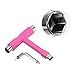 PATIKIL All-in-One Skate Tool, Multi-Function Portable Skateboard Tool T Tool Wrench with L-Type Cross Head Screwdriver for Roller Skate, Pink