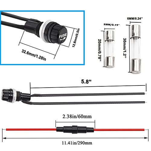 Tnisesm 150Pcs Fast Blow Glass Fuses Assortment Kit + 5Pcs 16Awg Fuse Holder Inline Screw Type + 3Pcs Screw Cap Fuse Holders With Pre-Soldered Wires #TOP27