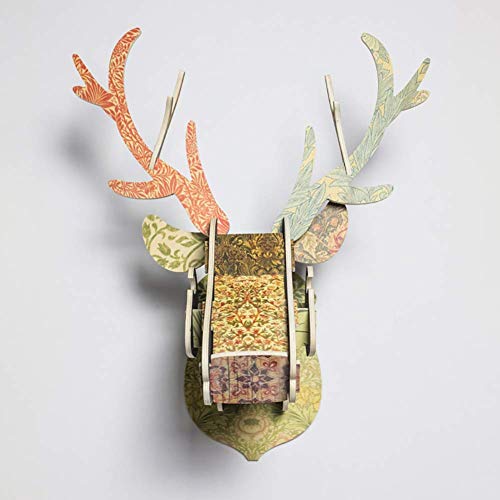 Mur vide ? Puzzle en bois tête de cerf 3D relief fleuri 42x55cm