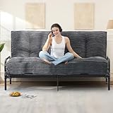 NLDD 10" Futon Mattress Full Size, Ultra Thick Futons Sofa Couch Bed Sleeper Sofa Bed, Versatile Floor Futons Japanese Floor Mattress for Adults, Grey (Frame Not Included)