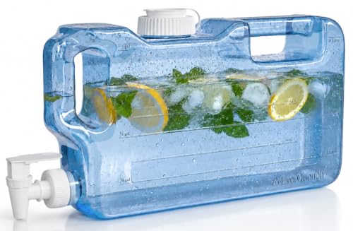 Refrigerator Water Dispenser 1.1 Gallon Bottle with Spigot - BPA Free Plastic Slim Water Jug with Spout Leak Proof | Refillable Fridge Water Container Convenient Handles