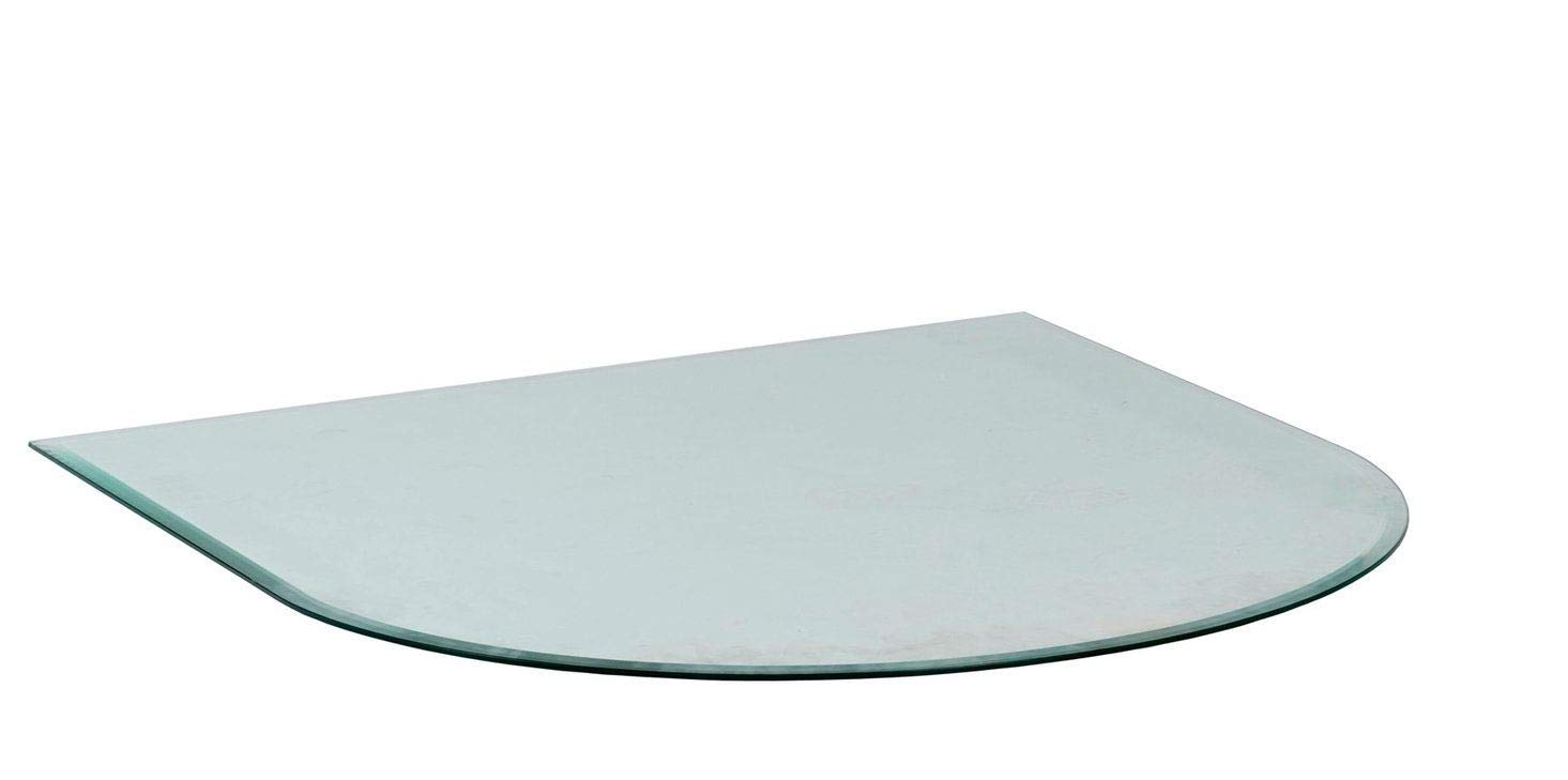 Euro Tische Plaque de Verre avec Arc Rond pour poêle et Table en 100x80cm facetté, Plaque de Protection avec Verre de sécurité trempé de 6mm, Plaque Pare-étincelles, Fond en Verre pour cheminée