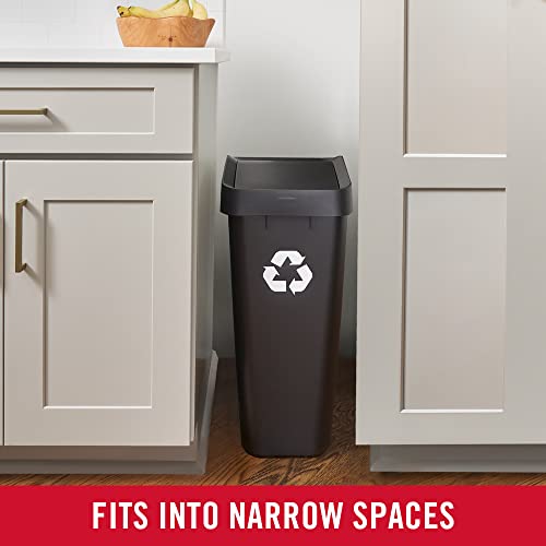 Rubbermaid Swing Top Recycling Container For Home And Kitchen, Easy Access Disposal And Slim Modern Recycle Bin With Lid, 12.2 Gallon Capacity, Black #TOP3