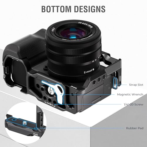 Image of Leofoto ZV-E10 Camera Cage, for Sony ZV E10, Cage with Grip, ARRI, Cold Shoe, Arca Compatible