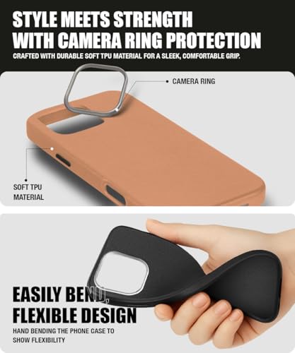 Image of WOW IMAGINE Back Cover for Samsung Galaxy M17e 5G | F70e 5G | M07 | F07 | A07 | A07 5G | Ultra Slim Flexible Non-Slip Grip | Inner Fabric | Metal Camera Ring & Lightweight Soft Mobile Case - Tan Brown