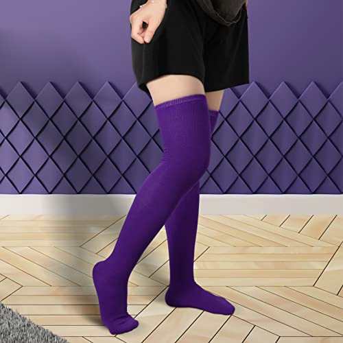 Image of KINBOM 1 Pair Thigh High Socks, Cotton Soft Knee High Long Stockings Women Leg Warmers for Wednesday Christmas Cosplay