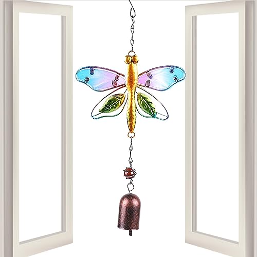 Carillón de viento de colibrí – Carillones de viento pintados con libélula – Campanillas románticas de colibrí para patio, balcón, decoración de jardín Jildouf