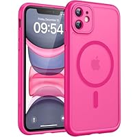 TOCOL for iPhone 11 Case, Fit for MagSafe, Upgraded Full Camera Protection, 14FT Military Grade Shockproof Magnetic Thin Slim Frosted Translucent Matte Back Phone Cover (Hot Pink)