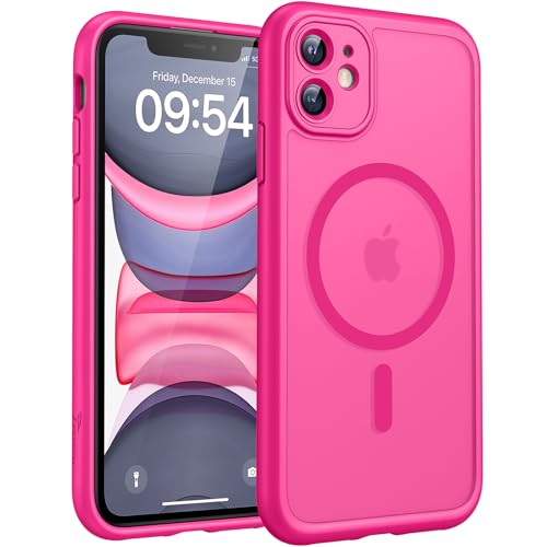Image of TOCOL for iPhone 11 Case, Compatible with Magsafe, Full Camera Protection, Built-in Magnets, Drop Protection, Translucent Matte Phone Case for iPhone 11 6.1 inch (Hot Pink)