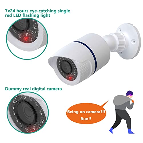 Wali Dummy Fake Simulated Surveillance Security Cctv Dome Camera Indoor Outdoor With One Led Light, Warning Security Alert Sticker Decal (Tc-W4), 4 Packs, White #TOP4