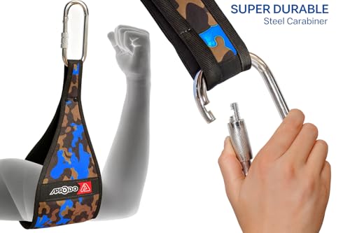 Image of APRODO Heavy Duty Pair For Pull Up Bar Hanging Leg Raiser Fitness With Big D-Ring Steel Quick Connectors, Superb Arm Padding For Abdominal Training Workout Equipment (BLUE CAMOUFLAGE)