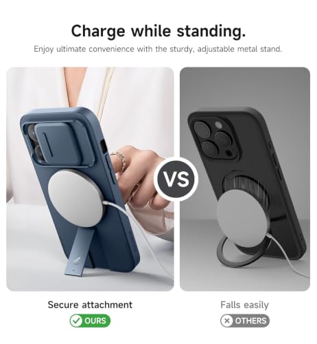Image of SURITCH for iPhone 14 Pro Case with Magnetic Camera Slide Cover and Adjustable Kickstand, Compatible with MagSafe, Shockproof Bumper Case Slim Protective Cover for iPhone 14 Pro 6.1 Inch, Blue