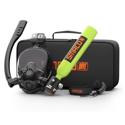 SMACO Scuba Tank with Sub-Mask Mini Scuba Tank 0.5L Provide up to 10 Minutes Underwater Breath Within 30ft Diving Depth, Small Scuba Tank Diving Tanks for Shallow Water Diving, Green