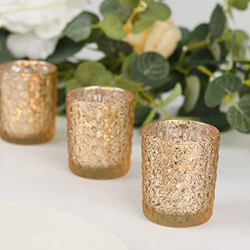 Capaniel 12 Packs Gold Tealight Candle Holder- Mercury Gold Glass Votive Candle Holders Bulk For Table Centerpiece, Tea Light Candle Holder For Wedding Party, Bridal And Baby Shower, Home Décor #TOP6