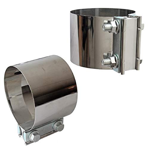 Image of 2PCS Exhaust Clamps 4 Inch Butt Joint Exhaust Pipe Muffler Clamp Band Stainless Steel Exhaust Pipes Connection for Cars