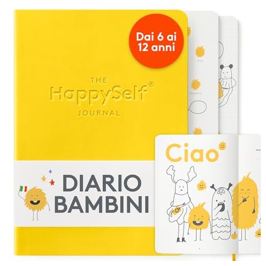 HappySelf Diario – El premiado diario para niños de 6 a 12 años que fomenta la felicidad, desarrolla hábitos positivos y nutre las mentes inquietas [Edición en lengua italiana] (Amarillo)