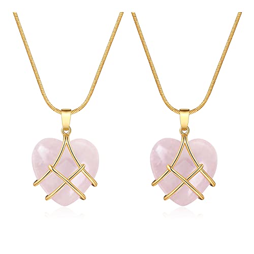 IDesign Best Friend Necklace for Women Rose Quartz Heart Opal Necklace For Women Friendship Necklaces,Birthday Gift, Mother'S Day Necklace, Gift For Her