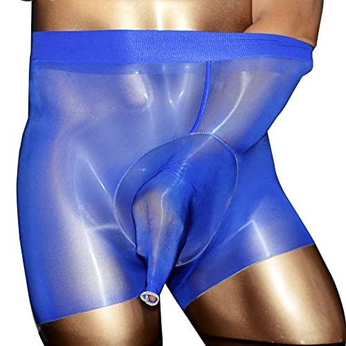 Men's Sexy 8D Shiny Glossy Boxer Briefs Shorts Panties Oil Silky Sheer Underwear with Sheath3