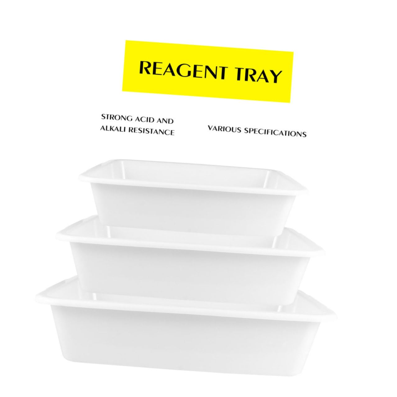 POPETPOP Vassoi per Reagenti Resistenti a Alcalini Set da 3 in Plastica Bianca Leggeri e Compatti per Attrezzature da Laboratorio Chimico
