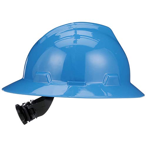 MSA Safety 475368 V-Gard Slotted Full-Brim Hat, Blue, w/Fas-Trac III Suspension