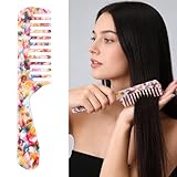 Wide Tooth Comb for Curls, Acetate Detangling Comb Portable Anti-static Tortoise Shell Combs Professional Hairstyling Tools for Women Thick Straight Curly Wavy Wet Dry Hair