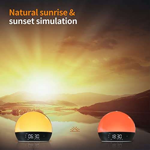 Sunrise Alarm Clock, Bluetooth Speaker Sound Machine, Sunrise And Sunset Simulation, Snooze, Dual Alarms, Fm Radio & Reading Lamp, 11 Natural Sound For Gentle Wake Up #TOP1