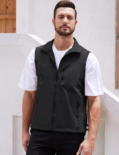 Gihuo Men's Lightweight Softshell Sleeveless Golf Vest with Zipper Pockets for Travel Hiking Fishing Safari Outwear2