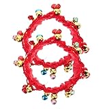 Kisangel Bauchtanz Armband mit Glocken Leichtes Stabiles Tanz Hand Fußschmuck Rotes Boho-accessoire für Erwachsene und Passend zu Bauchtanzkostümen und Partys