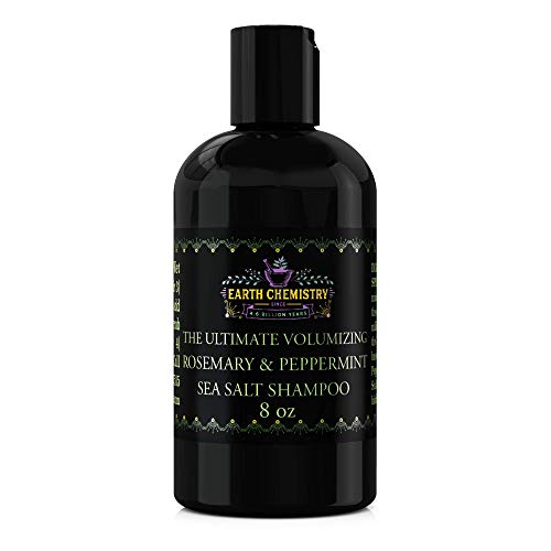 Earth Chemistry Volumizing Sea Salt Shampoo with Mineral Crystals, Volumize Oily or Thin Hair, Sulfate Free, Cruelty Free Shampoo (Rosemary & Peppermint, in Bottle 8 oz)