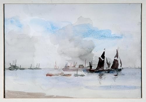 Tableau Thames Barges Greenhithe impression d'art mural vintage pour chambre 60x90cm