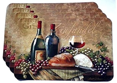 Wine Themed Plastic Placemats - Set of 4