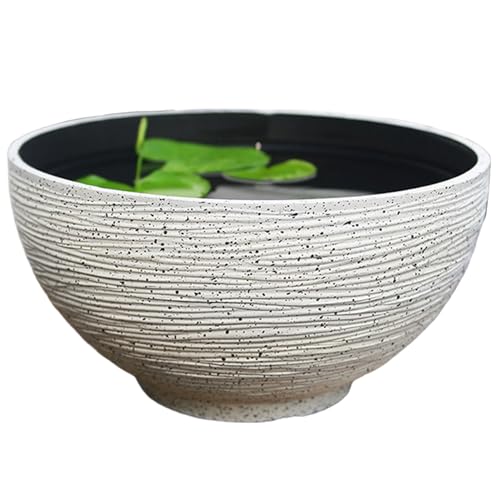 Jeorywoet Planteur de Bol de Lotus, Pot de Plante Flottante, Grand jardinière de Bol de Lotus Exquis, 14x7x7 extérieur Rond Succulent Pots de lys pour Bureaux, salles de Banquet, Salons, Blanc