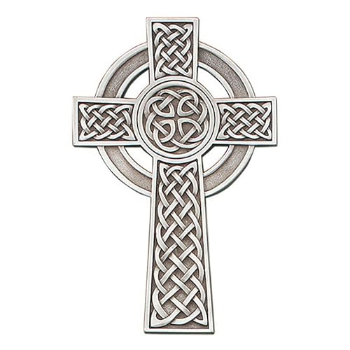 Christian Brands Crucifixes - Pewter Knotted Celtic Hanging Wall Cross, 8' H, Antiqued Finish