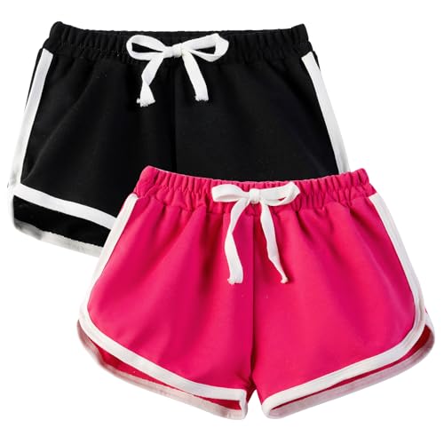 JinBei Pantaloncini Bambina, 2-Pack Ragazze Casual Estivi Sportivi Pantaloncini Corti