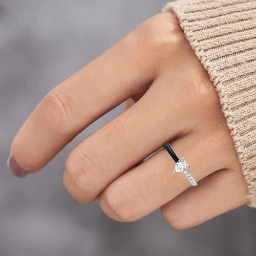 Strong As Fck Heart Enamel Ring, S925 Fck It And Begin Again Ring Black Heart-Cut Half Enamel Zircon Inlaid Inspirational Rings Adjustable Friendship Jewelry for Women3