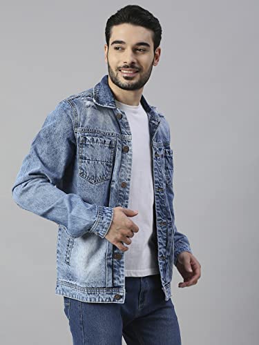 Image of HIGH STAR Men's Standard Length Solid Denim Jacket