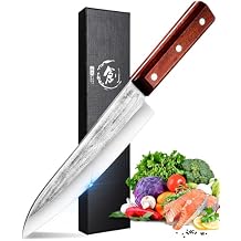 TOMBRO High Carbon Steel Gyuto Japanese Kitchen Knife,Hand Forged Chefs Knives with Rosewood Handle for Meat Vegetables Cutting in Home and Restaurant