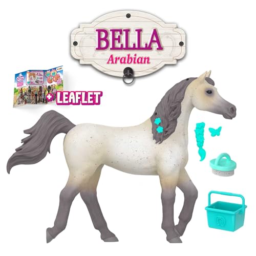 Cavally Box Set Bella - Pferde Spielzeug zum Sammeln, realistische Pferdefigur mit Zubehör & Spezialeffekten, Araber-Pferd Spielzeug Mädchen