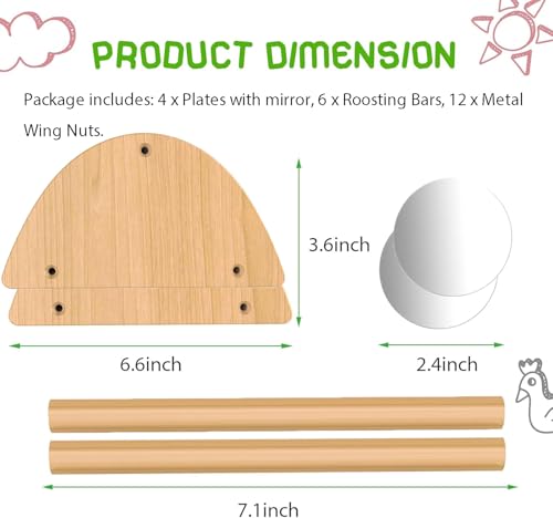 Image of Mini Chick Perch with Mirror, Strong Bamboo Roosting Bar for coop and brooder, Training Perch for Baby Chicks, El Pollitos, La Pollita, Easy to Assemble and Clean, Fun Toys for Chick, 2 Pack