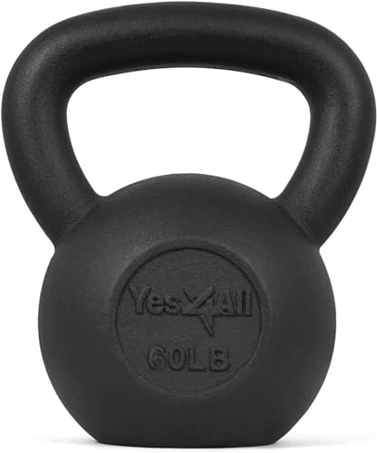 Yes4All 60 lbs Kettlebell Heavy Cast Iron Solid Smooth Handle Weights for Women/Men, Strength...