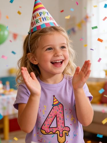 Image of Lovekider Girls Birthday T Shirts Cotton Short Sleeve T-Shirts Tee Party Clothing 3-6 Years